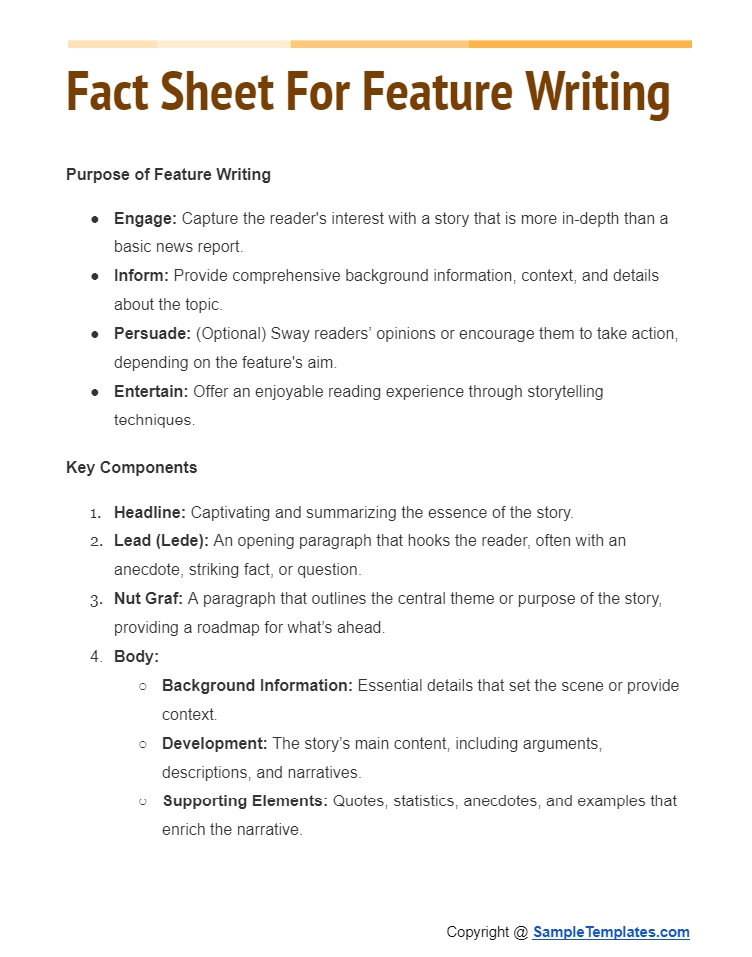 fact sheet for feature writing