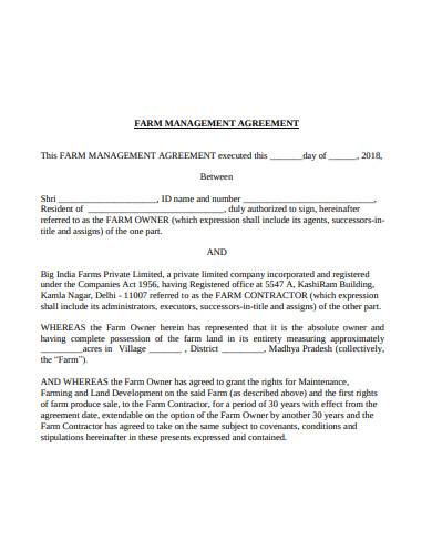 farm management agreement sample