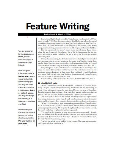 feature writing example