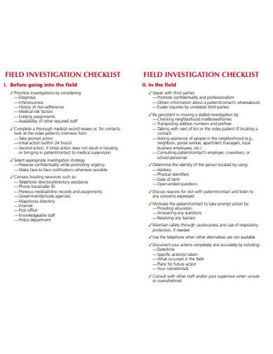 field investigation checklist