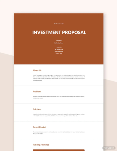 financial investment proposal template