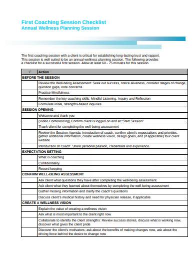 first coaching session checklist