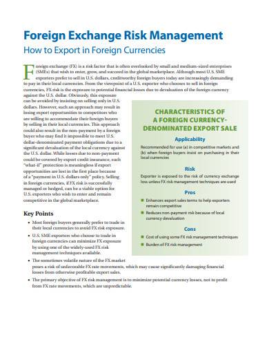 foreign exchange risk management examples