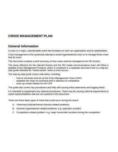 formal crisis management plan sample