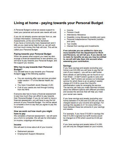formal personal budget template
