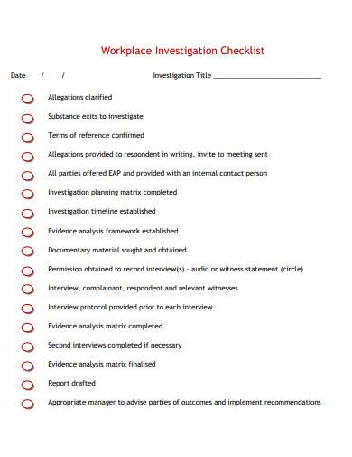 formal workplace investigation checklist