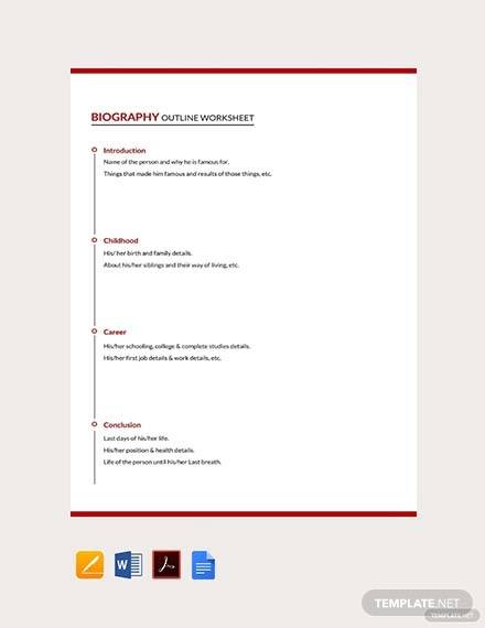 free biography outline worksheet template