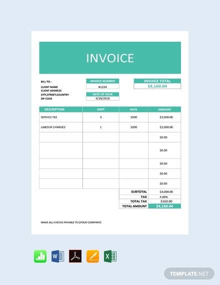 free business service invoice template