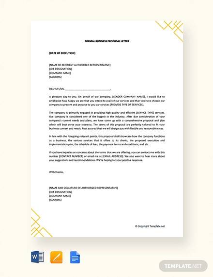 free formal business proposal letter