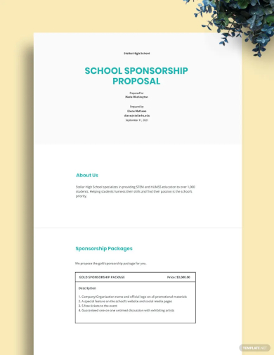 free school sponsorship proposal template