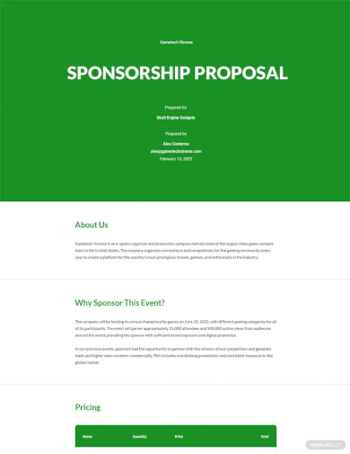 gaming sponsorship proposal template
