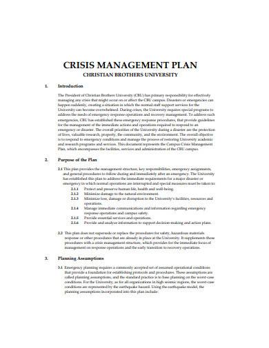 general crisis management plan in pdf