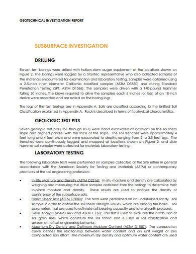 geotechnical investigation report 