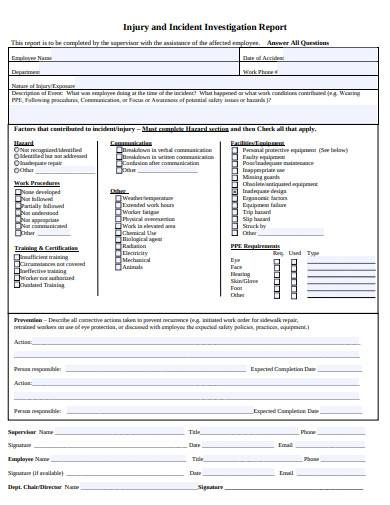 injury and incident investigation report form