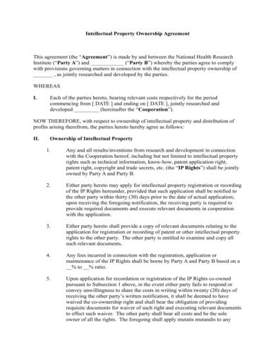 FREE 10  Sample Intellectual Agreement Templates in PDF MS Word