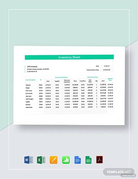 inventory sheet template