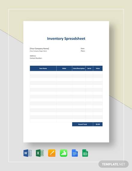 inventory spreadsheet template