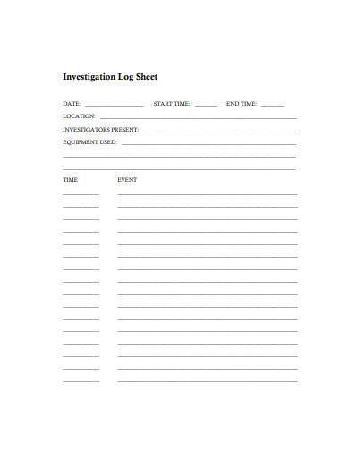 investigation log sheet template