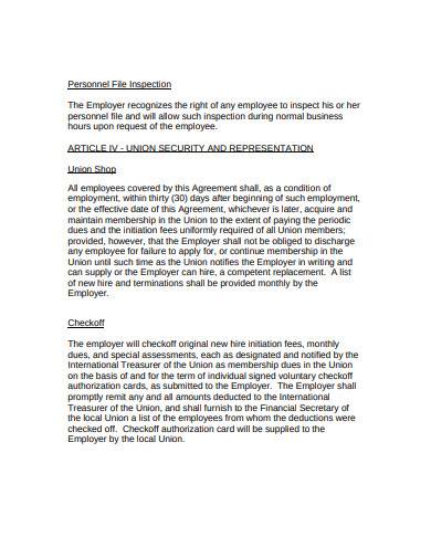 labor management agreement in pdf