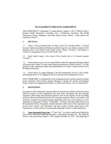 management services agreement sample