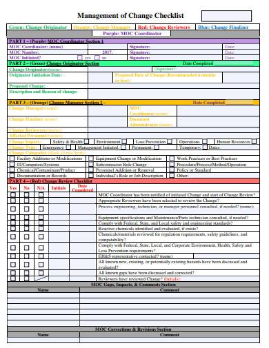 management of change checklist