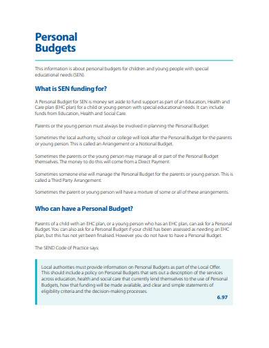 personal budget in pdf
