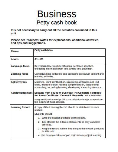 petty cash book