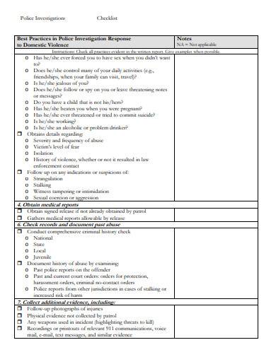 police investigation checklist