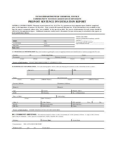 presentence investigation report in doc