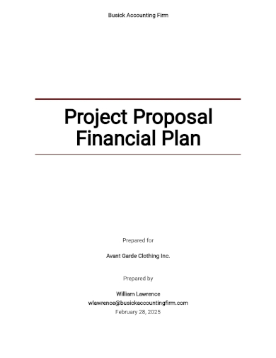 project proposal financial plan template