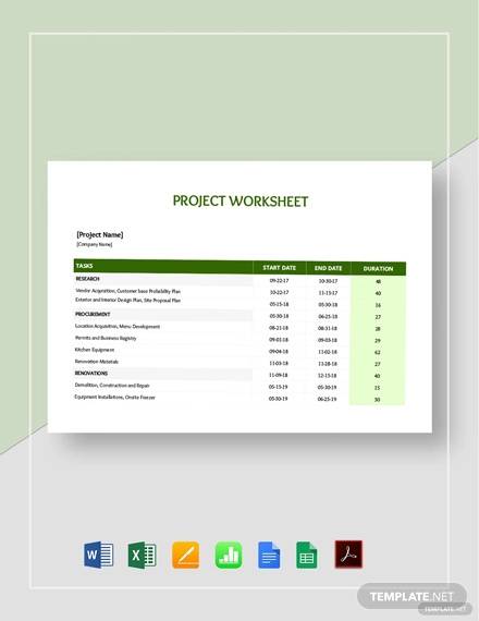 project worksheet template