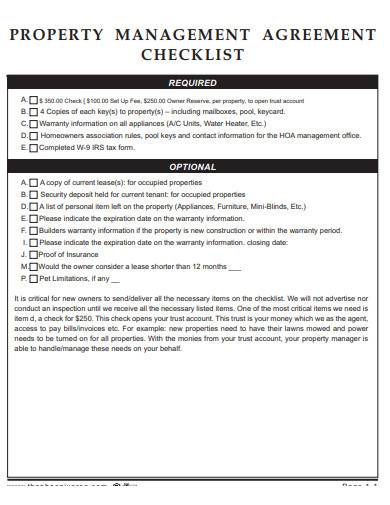 property management agreement checklist