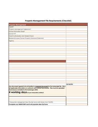 property management file checklist