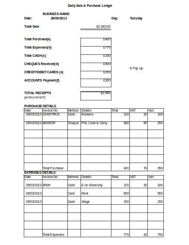 purchase ledger in excel