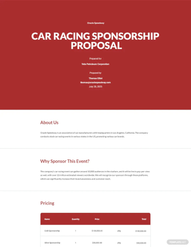 racing sponsorship proposal template