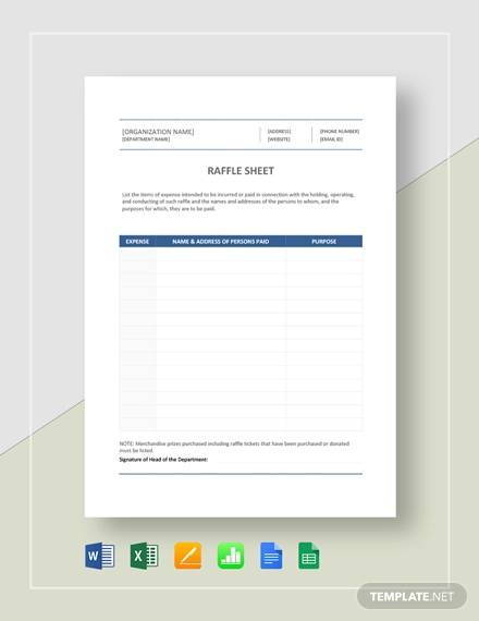 free 10 sample raffle sheet templates in pdf ms word excel pages