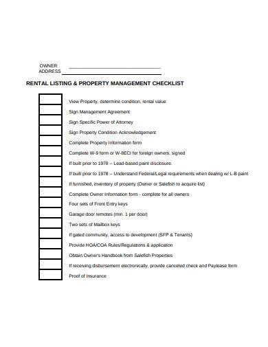 rental listing and property management checklist