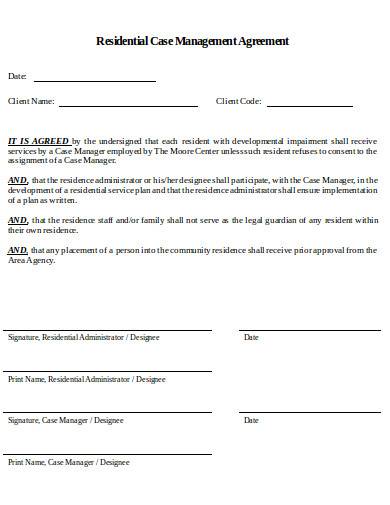 residential case management agreement
