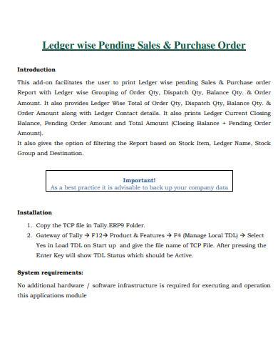 sales and purchase order ledger sample