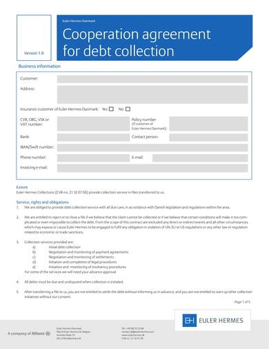 sample cooperation agreement for debt collection