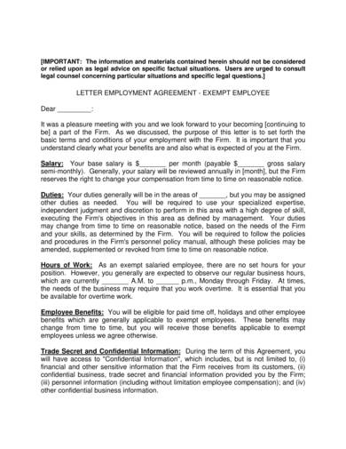 sample employment agreement letter