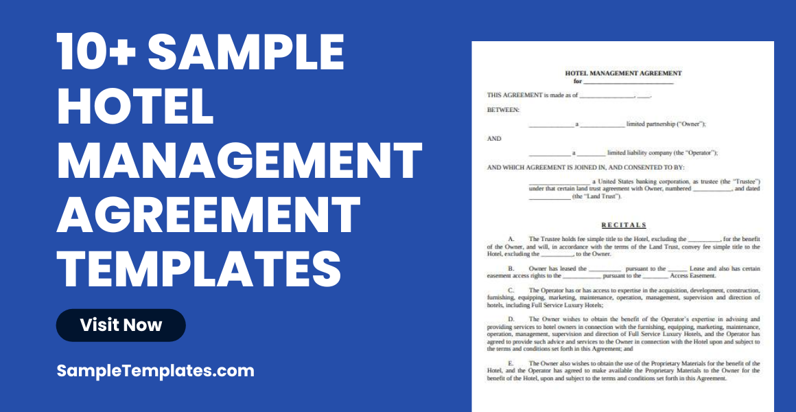 Sample Hotel Management Agreement Template