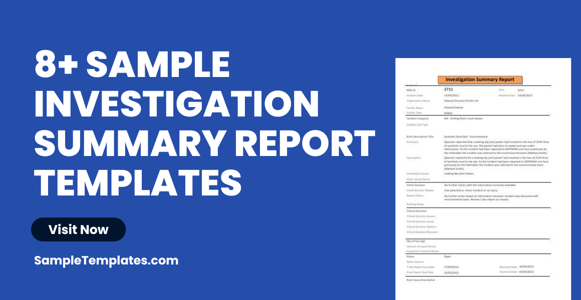 sample investigation summary report templates