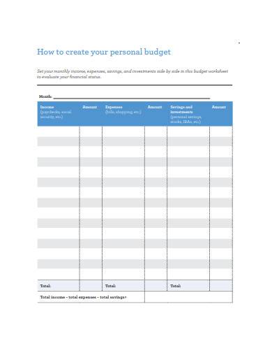 sample personal budget in pdf