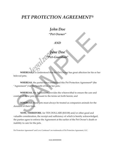 sample pet protection agreement