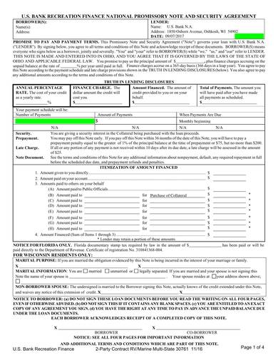 sample promissory note and security agreement