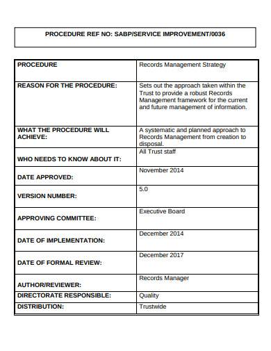 sample records management strategy template