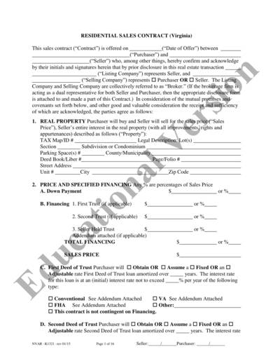 sample residential sales contract