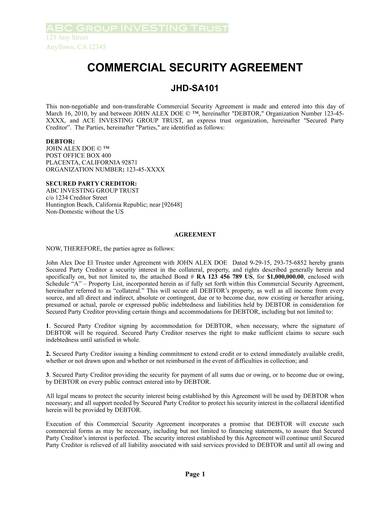 sample of commercial security agreement