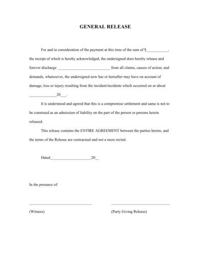 sample of a general release agreement